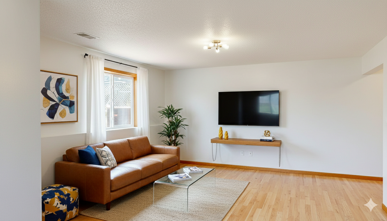 Salon après redécoration IA - Style contemporain